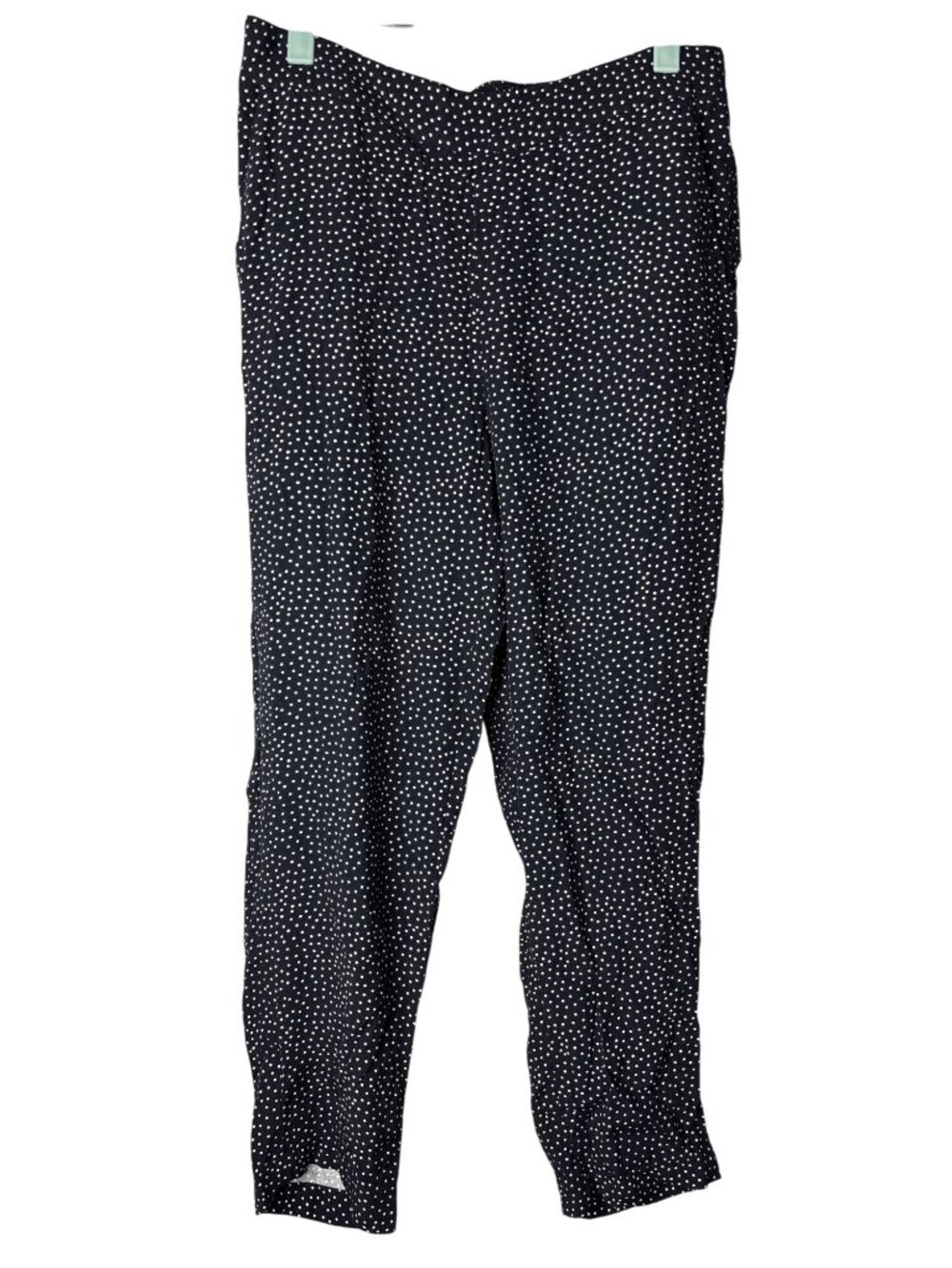 LOFT Ankle Length Skinny Pull On Pants S Elastic Back Black White Polka Dot